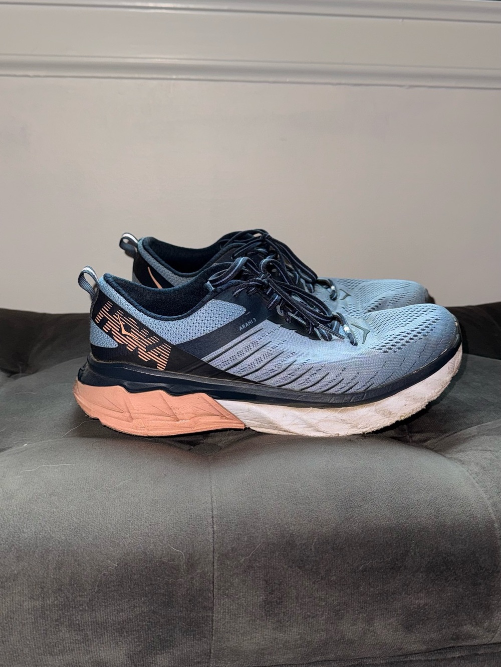 Hoka Women's Light Blue with Peach Athletic Running Shoes